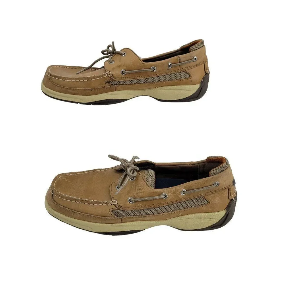 Sperry Top Sider Boat Shoes 12 Tan Leather 0777924 Slip On‎ Nautical Yacht Club